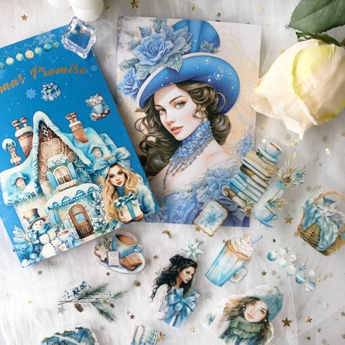 Adesivi per Scrapbooking Accessori Kit Natale Washi Stickers Ta Merry PET Clear Sticker Book 20 Fogli Bullet Journaling Adesivi Decorativi per Album Fai da te(Christmas Series 3)
