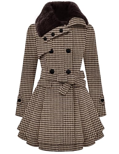 Image of Zeagoo Womens 2025 Trendy Peacoat Warm Coats Wool Blend Jackets Outwear Winter Fall Clothes Houndstooth