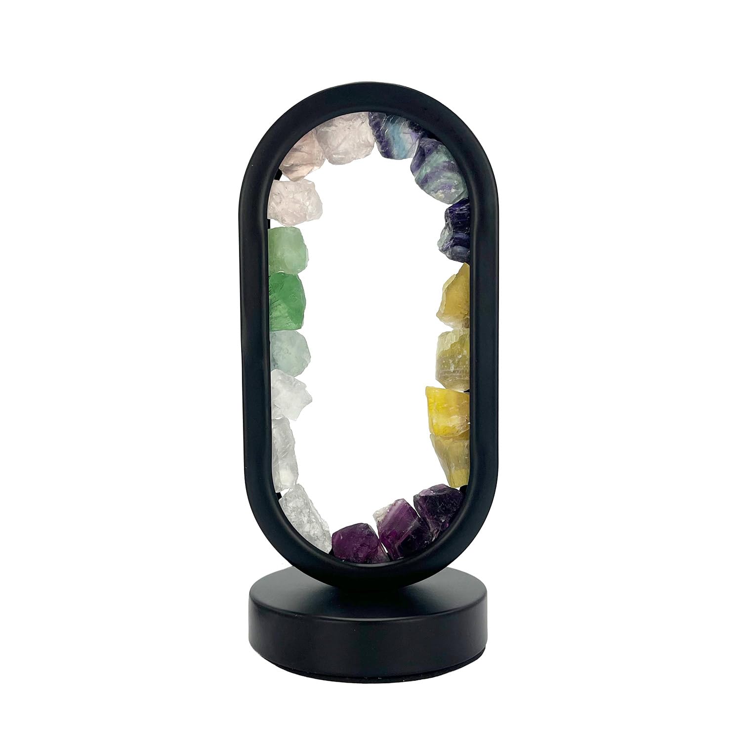 Cello Mixed Minerals Gleneagles Oval Earth Led Natural Crystal Lamp - Dimmable Led Healing Stone Light For Home Decor, Meditation, Energy Balance, Usb Powered Multicolor Night Lamp Gift