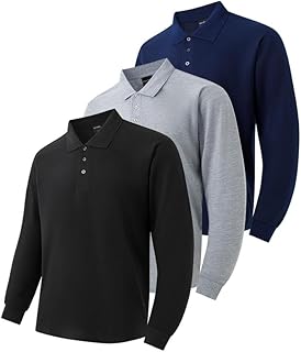 Men's 3-Pack Long Sleeve Polo Shirts