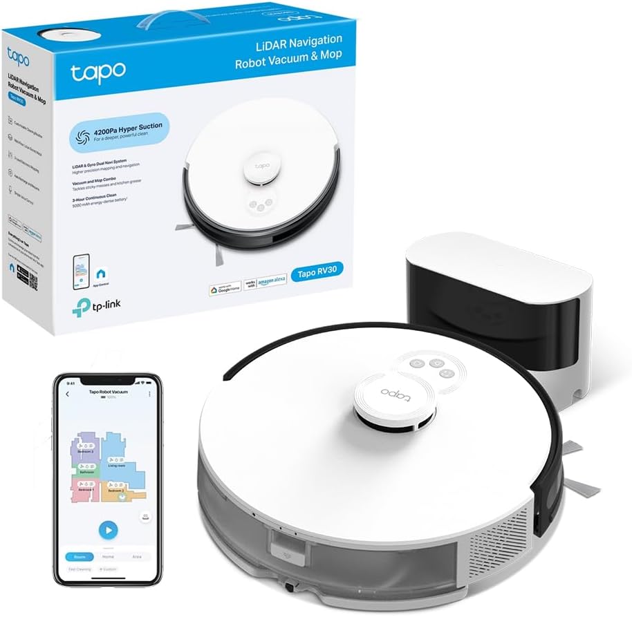 TP-Link Tapo RV30, Robot Aspirapolvere Lavapavimenti, Aspirazione Potenza 4200Pa, Navigazione LiDAR, Mappatura Rapida, Batteria da 5000mAh, Adatto a Pavimenti e Tappeti, Controllo APPAlexaGoogle : Amazon.it: Casa e cucina TP-Link Tapo RV30, Robot Aspirapolvere Lavapavimenti, Aspirazione Potenza 4200Pa, Navigazione LiDAR, Mappatura Rapida, Batteria da 5000mAh, Adatto a Pavimenti e Tappeti, Controllo APPAlexaGoogle : Amazon.it: Casa e cucina