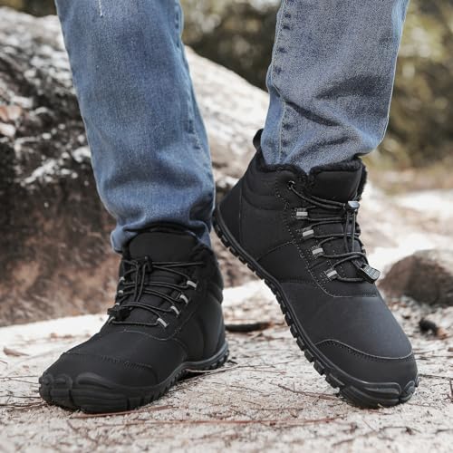 Snow Boots for Women&Men Winter Boots Barefoot Women's Men's Warm Faux Fur Lined Waterproof Snow Sneakers Wide Toe Box Zero Drop Ankle Booties Slip On Minimalist Barefoot Winter Casual Shoes4