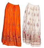 jupe inde Longueur : environ 91,4 cm. Taille élastique avec cordon de serrage et petites clochettes à l'extrémité.