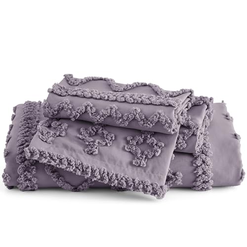 Image of Bedsure Boho Duvet Cover Queen Size, Soft & Comfortable Elegant Design Boho Bedding for Decoration, Machine Washable Comforter Cover for All Seasons,Includes 1 Duvet Cover & 2 Pillow Shams,Purple