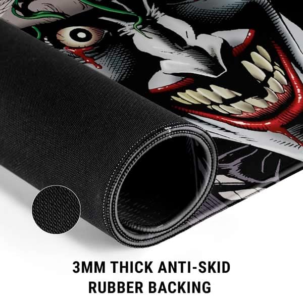 Skinit Large Gaming Mouse Pad - Officially Licensed The Joker Insanity Design with Stitched Edges, Waterproof, Non-Slip Rubber Base, Desk Mat for Keyboard & Mouse, 31.5" x 11.8" inches
