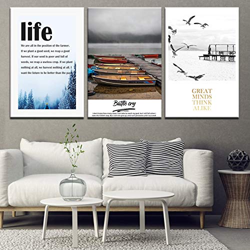 Affiche impression sur toile déco mer triptyque moderne sans percer