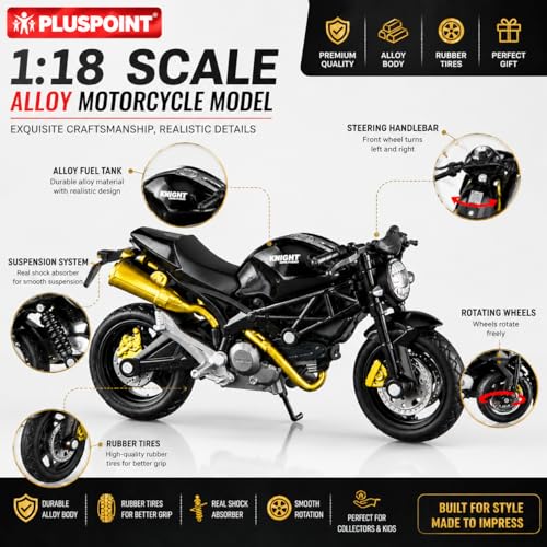 Image of PLUSPOINT Diecast Motorcycle Toy Bike Scale Model Vehicles Alloy Simulation Superbike Also for Car Dashboard Kids Adult Alloy Highly Simulation Model Vehicle Motorbike Street Machine Kids Toy Gift