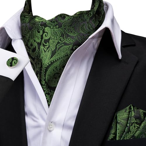 Image of Dubulle Paisley Floral Ascot for Men Self Tie Mens Cravat and Pocket Square Cufflinks Wedding