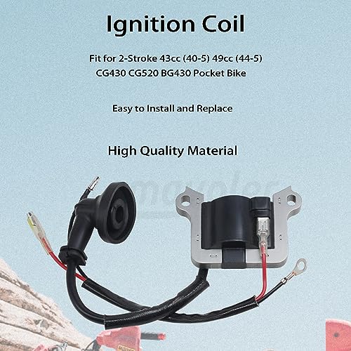Amavoler Ignition Coil Aftermarket Replacement Parts Fit for 2-Stroke 43cc (40-5) 49cc (44-5) CG430 CG520 BG430 Pocket Bike. - Thumbnail 3