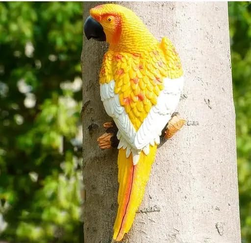 Vikarafty yellow parrot Handmade Resin Parrot Decoration Sculpture for Hanging on Nail on Wall or Tree Decor Materal Resin Size 11 Inches Bird Sculpture for Home Decor, Garden Decor Balcony Decoration-image-16