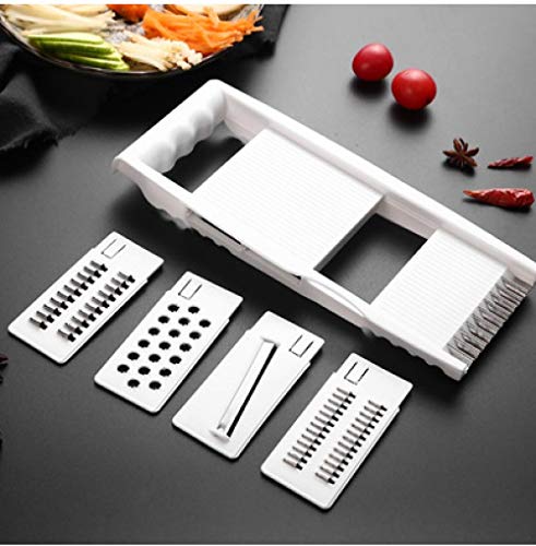 Mandolina Multifuncional puede cortar vegetales, papas, seda, albóndigas, vegetales cortados, triturar, limpiar, protector de manos, hogar, cocina multifuncional-Juego Cortadora de verduras