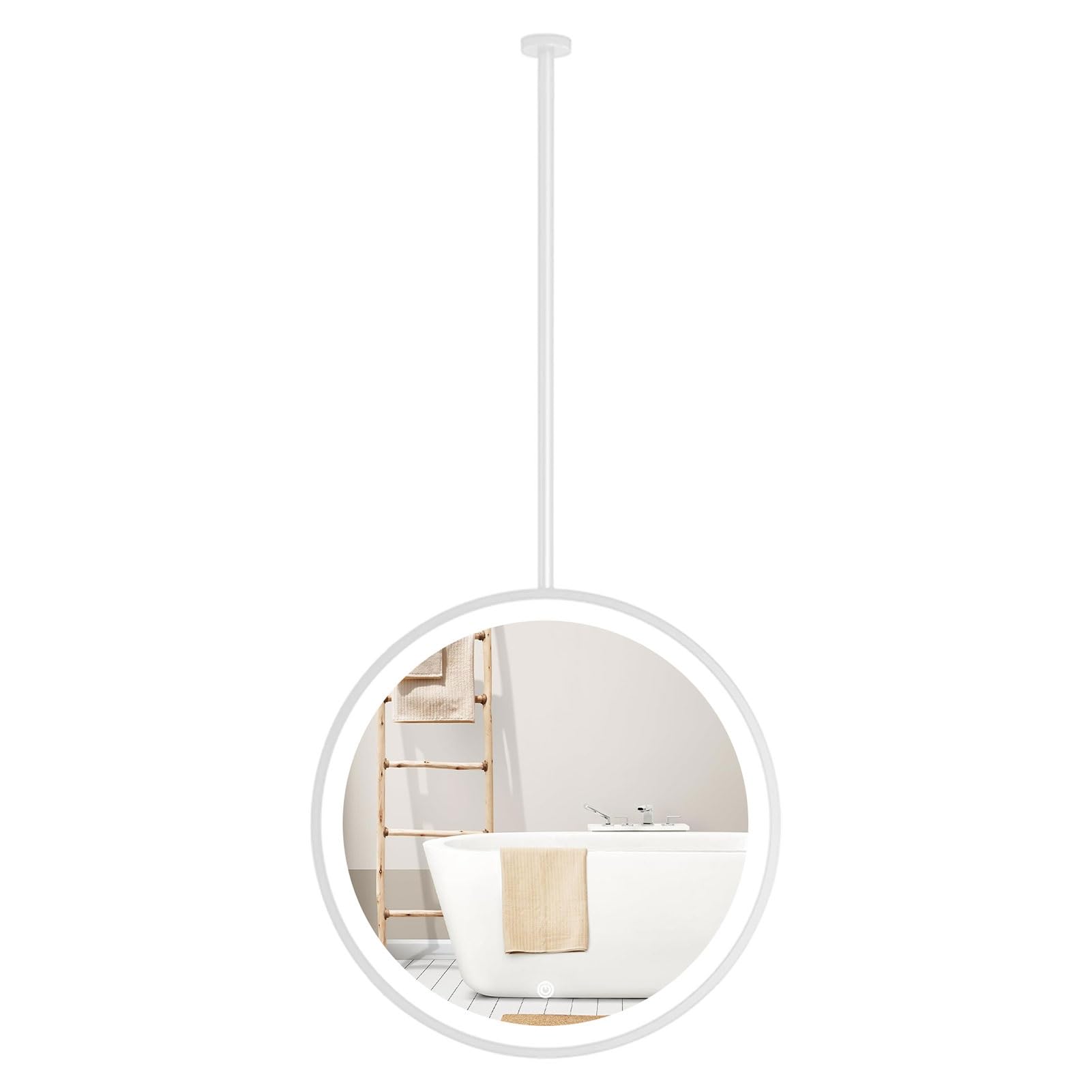 Miroir rond suspendu au plafond pour un maquillage lumineux