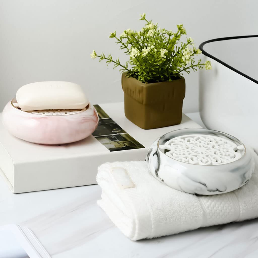 Jabonera Autodrenante Estilo nórdico Drenaje de cerámica Caja de jabón con encimera de encimera cubierta de lavabo interior Cocina Creativa Simple baño baño Sojúcamine Jabonera Jabonera Guardar