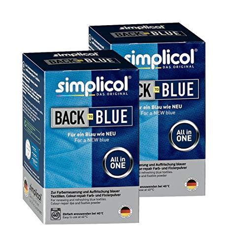 simplicol Back to Blue kleurhersteller blauw: Blauwe kleding en textiel opfrissen in de wasmachine, textielverf (2x)