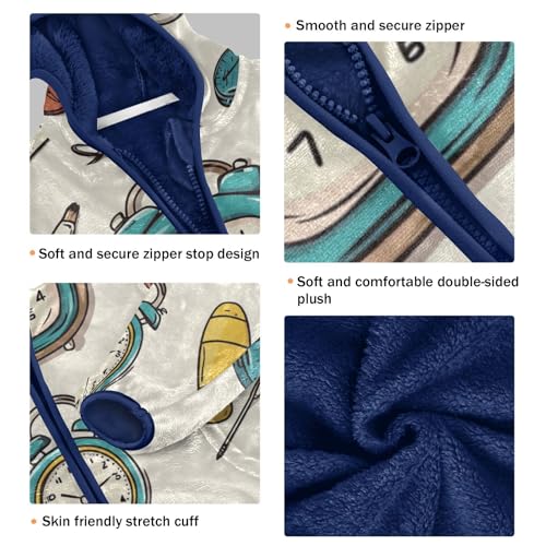 Alarm Clock Girls Fleece Jacket Girls Fall Jacket Girls Zip Up Hoodie Girls Sherpa Jacket 2-10T3