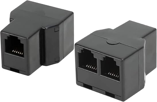 3Female Telephone Splitter Adapter Cable,Telephone Landline Cable Connector and Separator RJ12 6P6C-2 Pack
