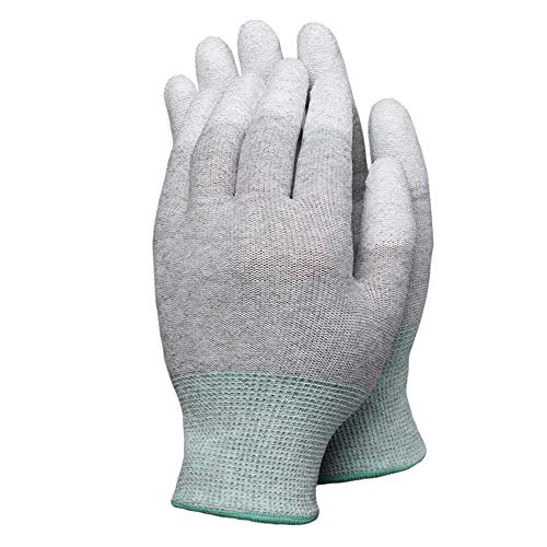 1 par de guantes antiestáticos ESD de tamaño mediano para PC, computadora, electrónica, reparación, guantes de trabajo, protección de dedos con revestimiento de poliuretano