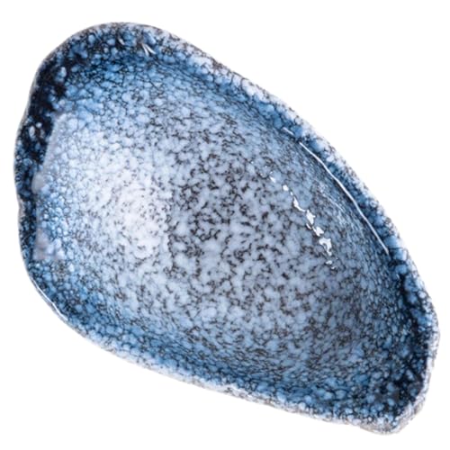 HANABASS Plato de Postre de Cerámica Azul Borde Grueso y Diseño Antideslizante, Tazón para Condimentos Duradero y Práctico para Cocina y Mesa