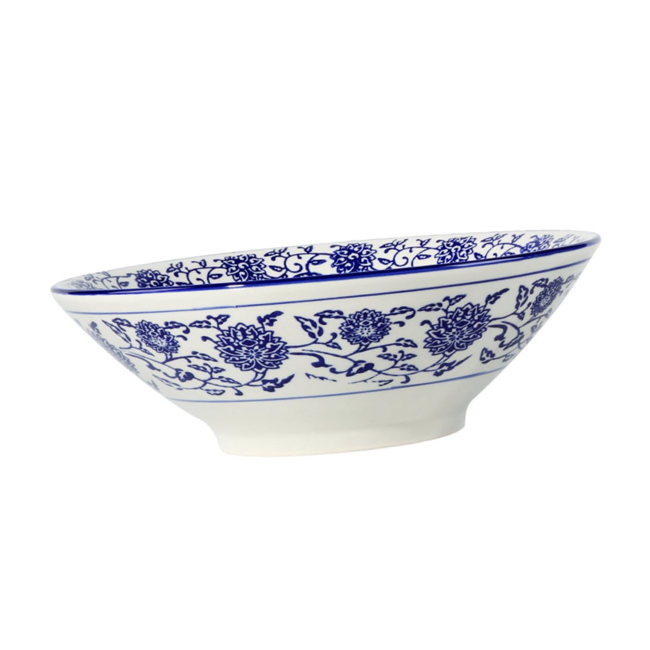 Cuenco Cerámico Esmaltado con Diseño Azul y para Servir Sopa Ramen y Ensaladas Restaurantes y Hogar Resistente y Decorativo para Diario