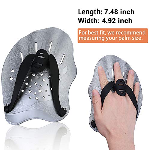 Dprofy Swim Training Paddles Hand - Swim Paddles Hand with Adjustable Straps, Swimming Hand Paddles for Women, Men and Children, Professional Swimming Accessories(1 Pair) - Thumbnail 2