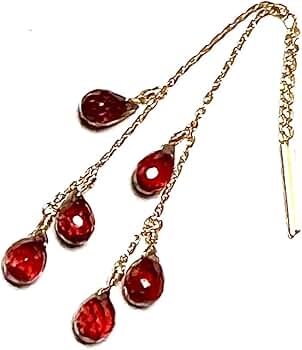 R【Rtav】特価 K18 ガーネット ロングアメリカンピアス＆トップ K18アメリカンピアス ガーネット 188-015 - 山梨県笛吹市
