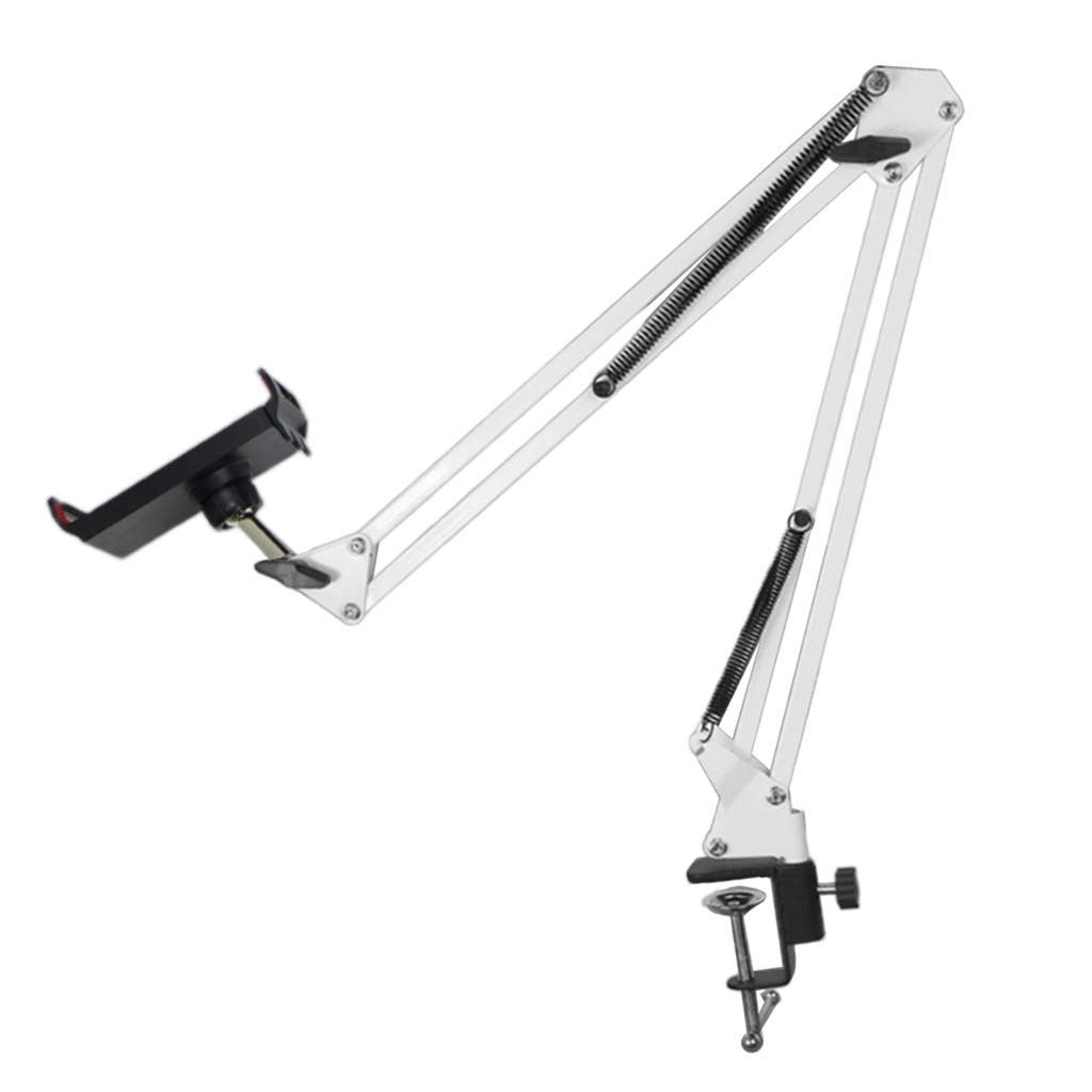 Juego de 2 soportes flexibles para teléfono y tableta, brazo largo, montaje de 360 grados para cama, escritorio, color blanco