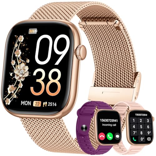 Smartwatch Donna Orologio con Chiamate Bluetooth: 1.83' Oro Smart Watch con QuadranteDinamico Contapassi Monitoraggio Sonno Sportivo Fitness Tracker IP67 impermeabile AI Vocale Compatibile Android iOS
