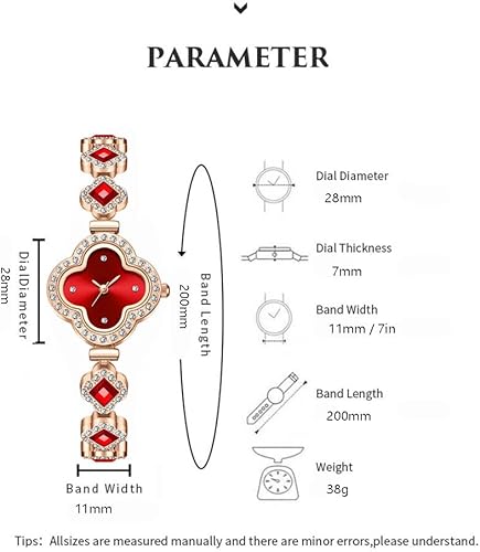 Miniatura 7 de ADSBIAOYE Relojes de pulsera de lujo para mujer, reloj de pulsera de diamantes de oro rosa, reloj de cuarzo para mujer, regalo