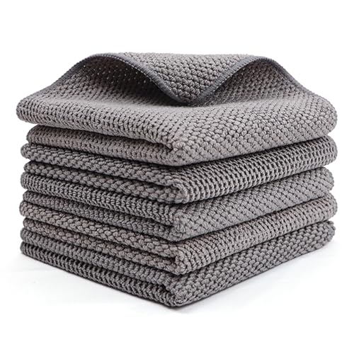 Paquete de 6 paños de limpieza de cocina 100% algodón, paños de cocina suaves altamente absorbentes, de secado rápido y duraderos, para lavar platos, limpiar superficies, 30 x 30 cm