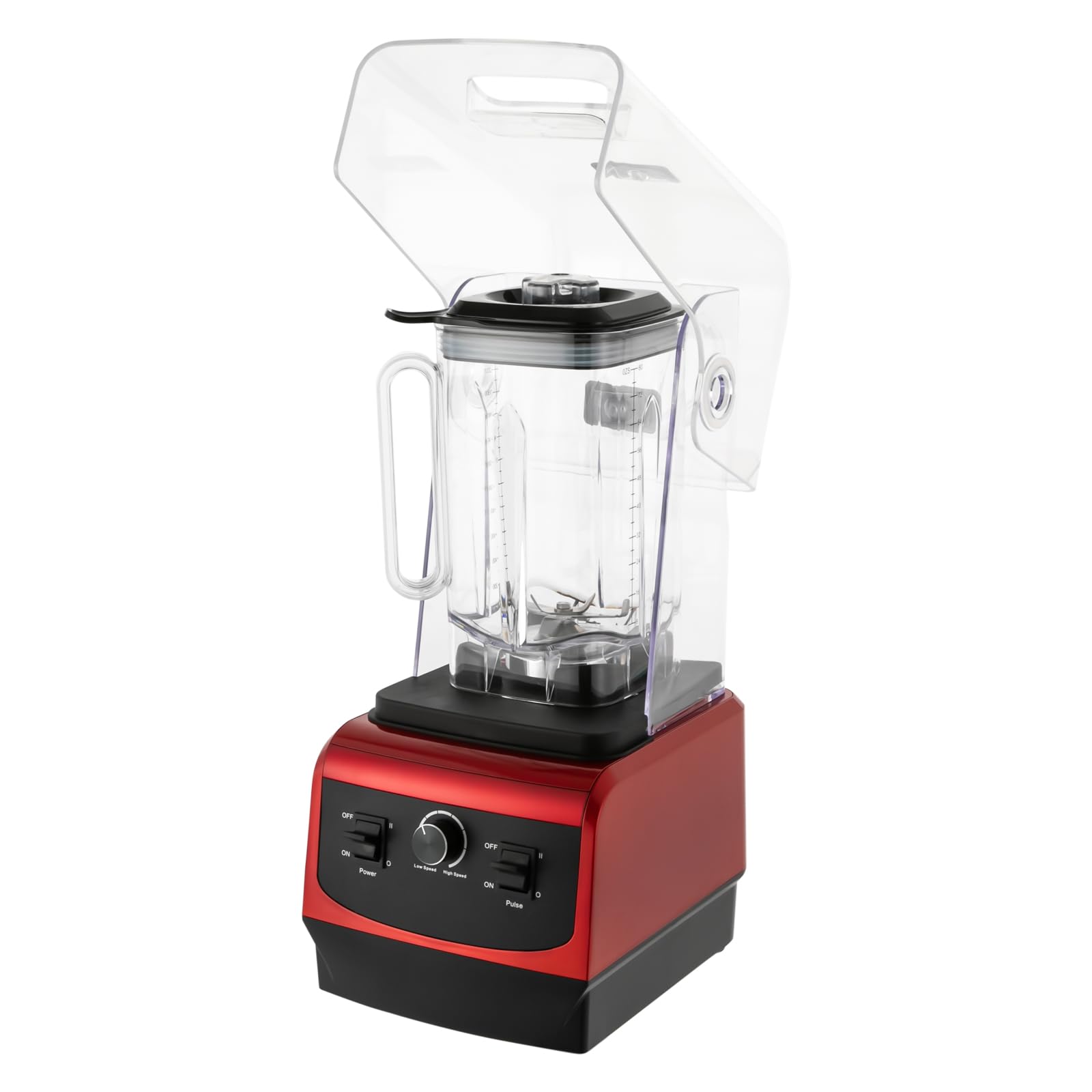 2.2L Professional Grade Blender 110V Soundproof & Quiet Commercial Blenders, Removable Shield for Kitchen, Fruits, Smoothies, Frozen Drinks Red
