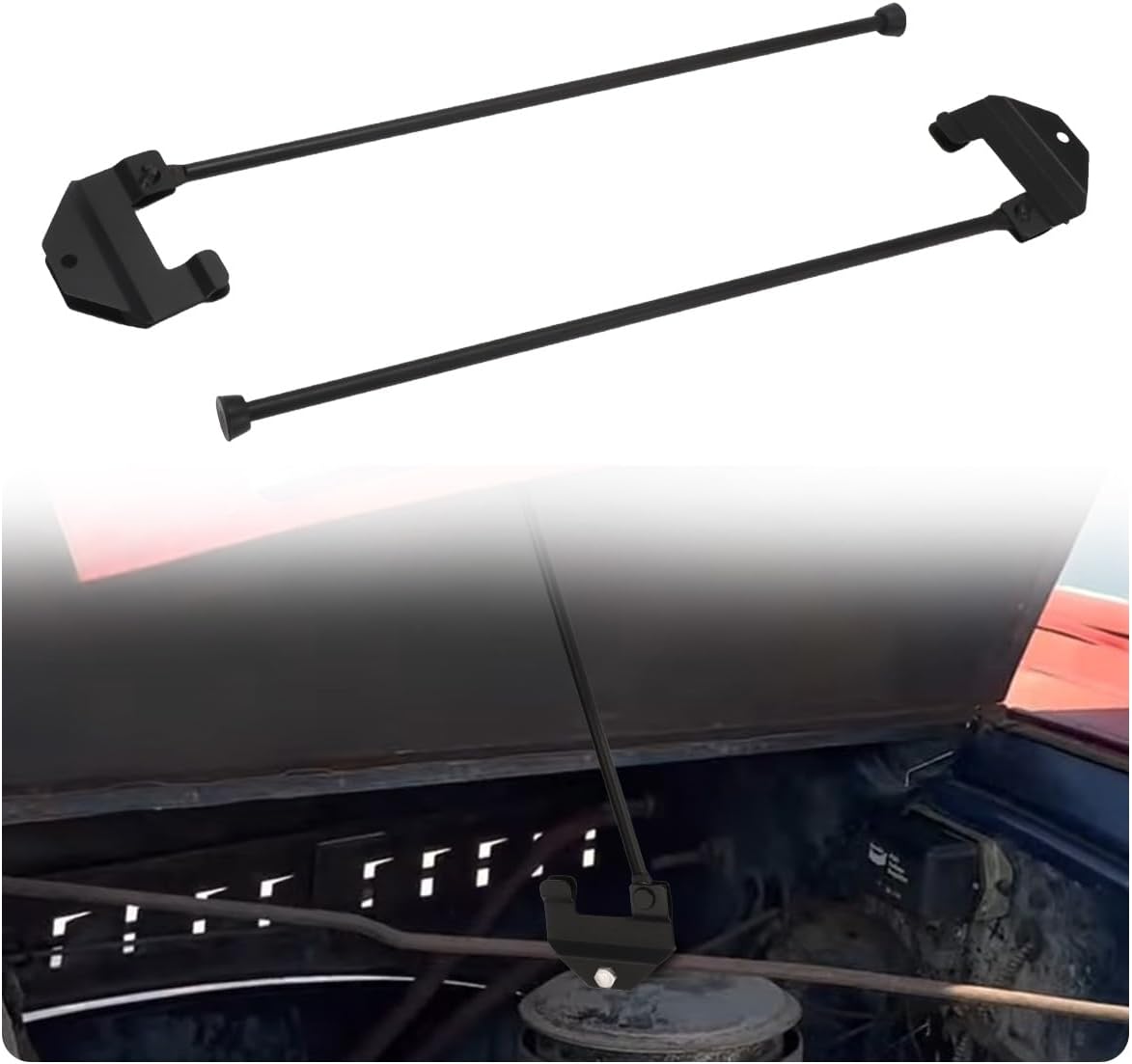 Hood Prop Rod Kit for 1937-1946 Chevy GMC Truck, Steel Folding Hood Support Rod, Powder Coated Black, Easy Install
