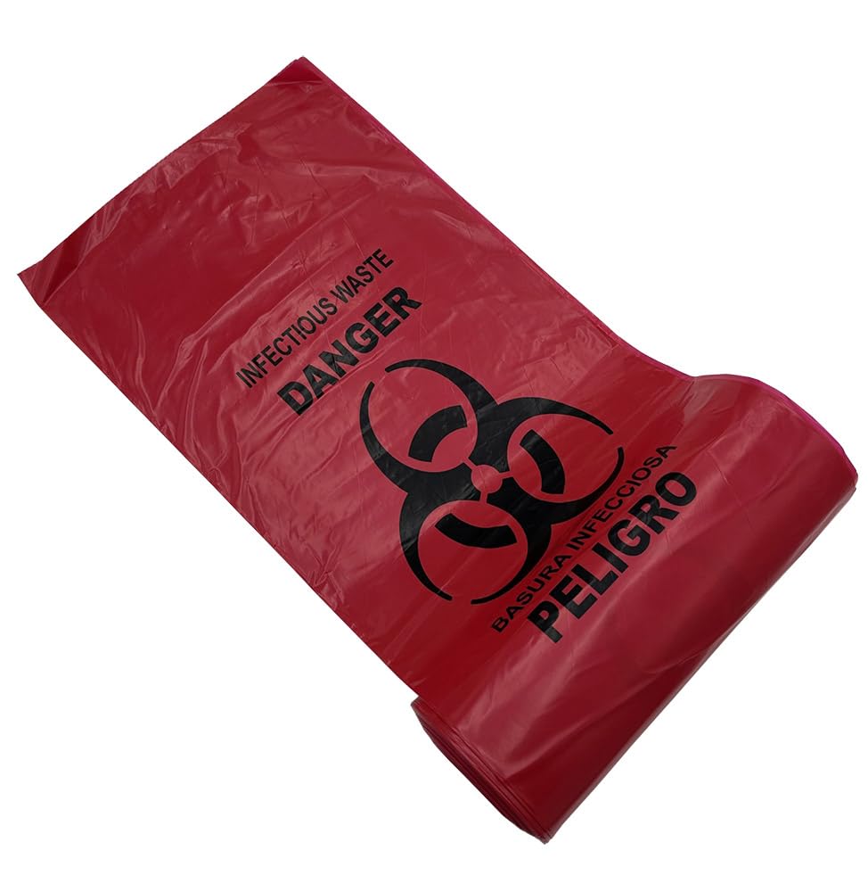 Red Biohazard Bags 40 in x 46 in 1.2 mil Case:100 (40-45 Gallons