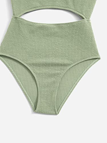 WDIRARA Girl's Cute Print Cut Out One Piece Swimsuit Tie Front Monokini4