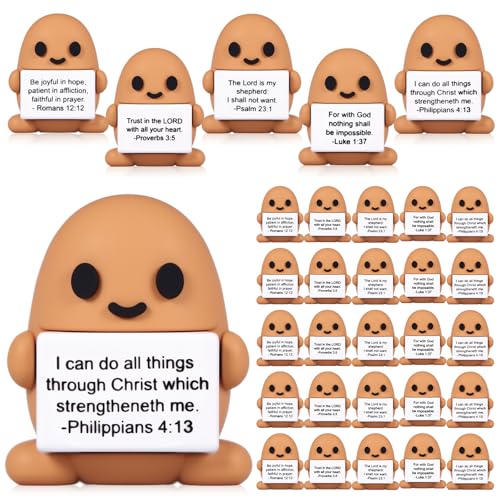 Gejoy 25 mini juguetes de goma para patatas, regalos positivos, mini papas bíblicas, decoraciones y aliento de cumpleaños, regalos motivacionales para colegas y profesores