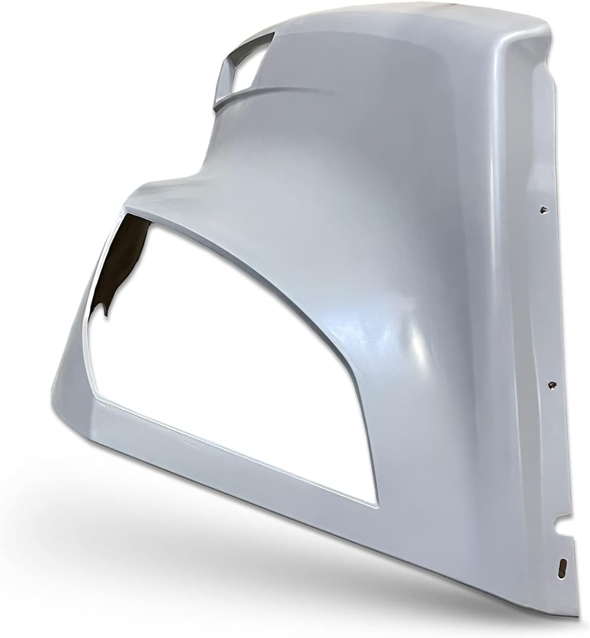 KOZAK Fiberglass Hood Fender w/Chrome Mirror & Side Hood Vent Black - Passenger Right Side - Compatible with FREIGHTLINER CASCADIA 2018+ PLUS Logo, Wipers, License Plate Frame and Vest