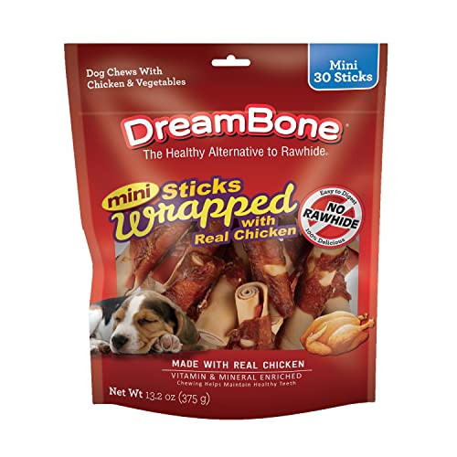 DreamBone Mini Chicken-Wrapped Sticks 30 Ct. Rawhide-Free Chews for Dogs