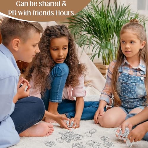 Image of 16 Pack Metal Puzzles for Adults & Kids - Brain Teaser Metal IQ Puzzle Set with Storage Pouch, Disentanglement Interlock Puzzle Game for Focus & Fun