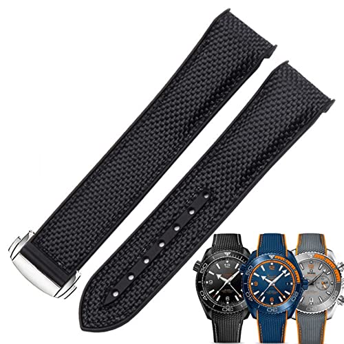 Bracelet montre 22mm silicone nylon pour Omega Planet Ocean