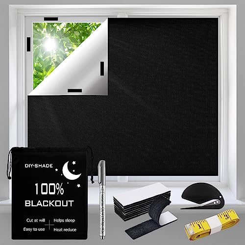 Cortinas opacas para ventanas, 100 % opacas, 100 x 145 cm, tela opaca para claraboyas de techo, sin...