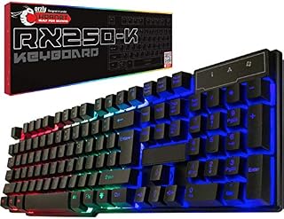 Gaming Keyboard RGB USB Wired Rainbow Keyboard Designed for PC Gamers, PS4, PS5, Laptop, Xbox, Nintendo Switch, Orzly - RX-250 Hornet Edition (Black)