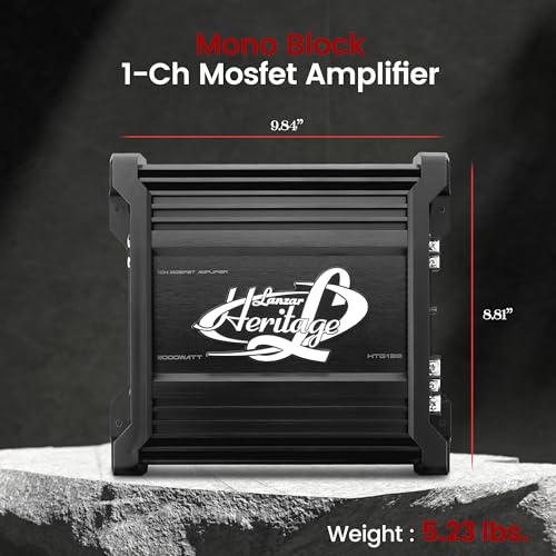 Lanzar Mono-Block Mosfet Amplifier - 2 Ohm Stable, Heritage Series Amplifier,Low Pass Filter, Chrome RCA Inputs, Power Speaker Terminals, 5 Way Protections with Bass Boost Circuitry HTG138.5 by Pyle - Image 2