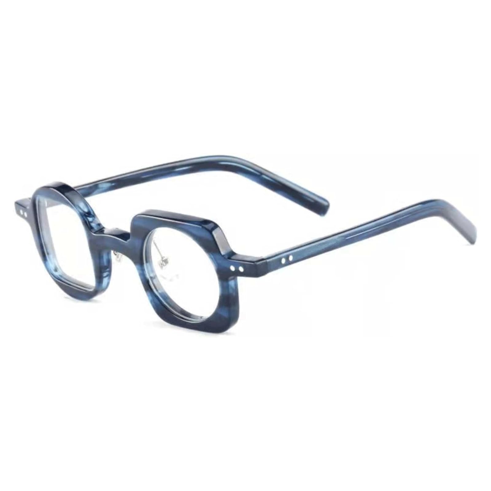GddOGUK Eyewear Eyewear Frames Acetate Eyeglass Frames Creative Asymmetrical Glasses Frames Unisex with Lenses Eyeglasses Perfect Decoration