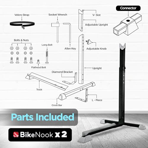 Image of Bike Nook Bike Stand & Vertical Storage Rack with Connector (2 Pack), The Original Vertical Bicycle Floor Stand for Garage, Indoor and Outdoor Storage, Perfect Bike Accessories for Small Spaces