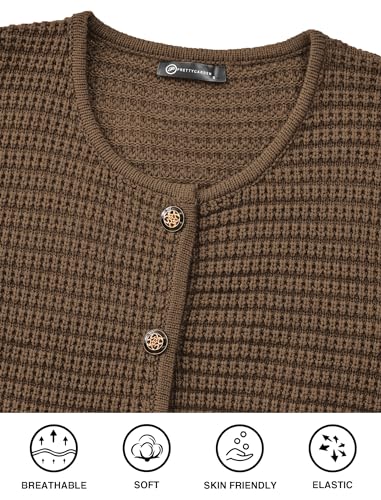 PRETTYGARDEN Women Knit Cardigan Sweaters Fall Fashion Long Sleeve Open Front Button Down Trendy Casual Jacket Winter Clothes