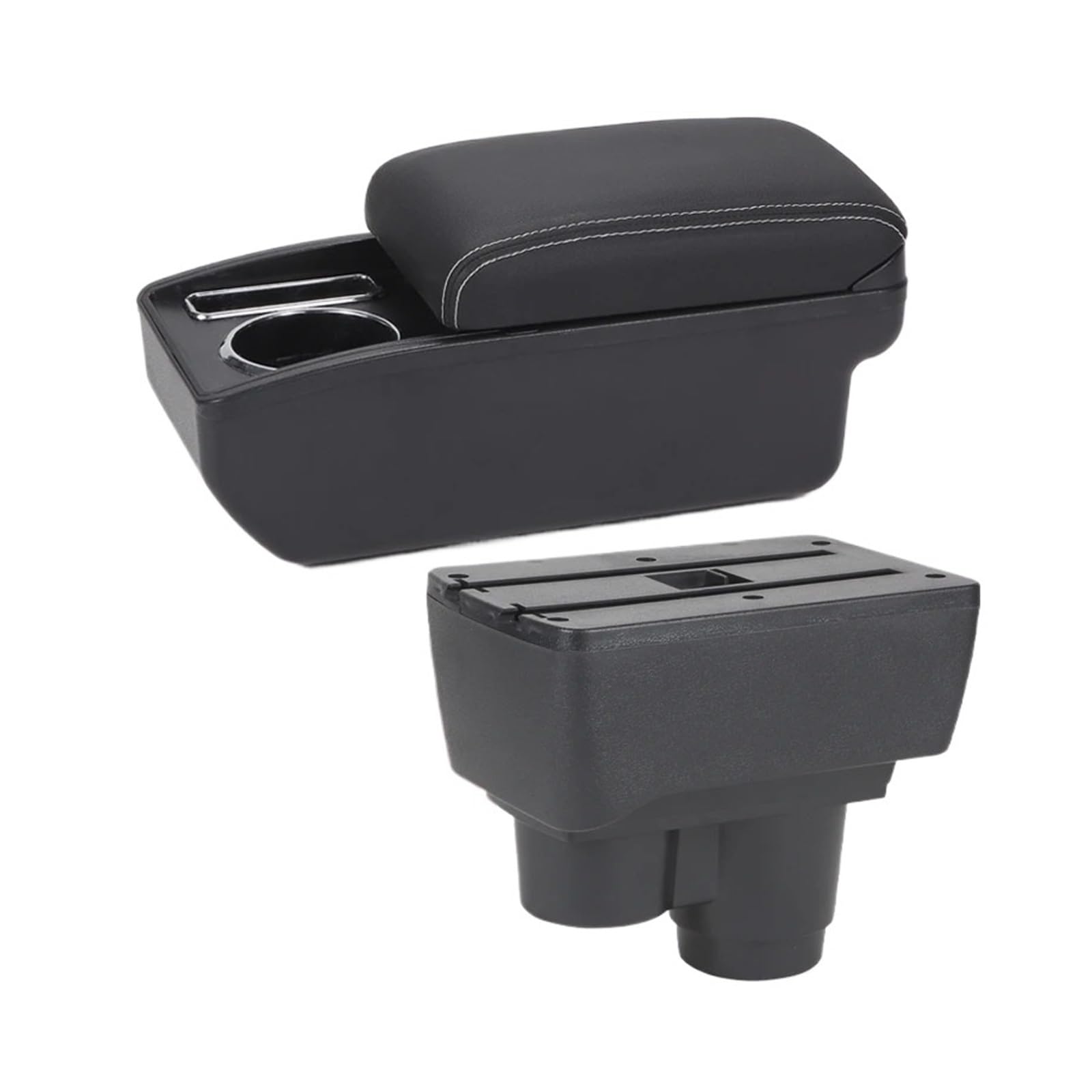 PRFGSGVBV Armrest Storage Box For Dacia For Duster 2019 2020 2021 2022 2023 2024 Car Armrest Dedicated Retrofit Interior Storage Box Accessories Centre Console Pad(B2 Black line 6USB)