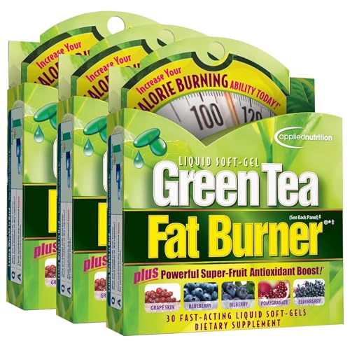 Applied Nutrition Green Tea Fat Burner - 30 Liquid Soft-Gels, Pack of 3 - Increases Calorie Burning...