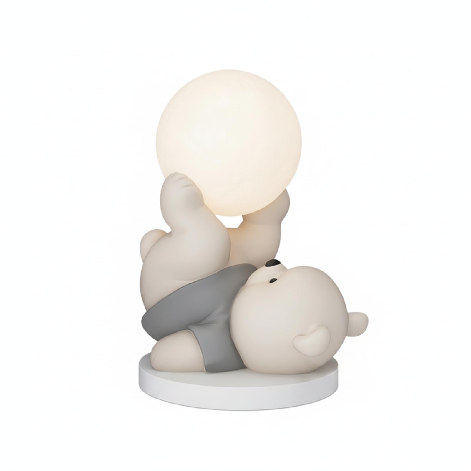 Sharplace Bär Nachtlicht Schlafzimmer Lampe Kinderspielzeug Figur aus Harz Und Fiberglas Weiches Warmes Licht als Dekoration für Wohnzimmer Schreibtisch Regal Kinderbereich, Grau