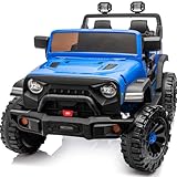 Outfunny 2 Seater Ride on Car Toy, 12V Electric Car for Kids 4-8 with Remote Control, Capacity 150 lb, LED Light - Blue