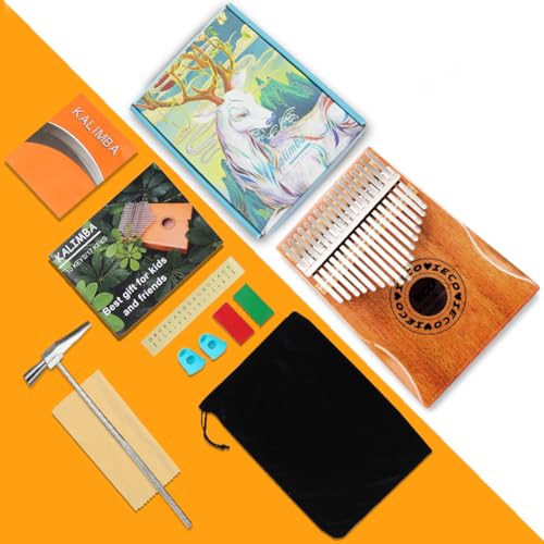 Kalimba Thumb Piano 17 Key Finger Piano Portable Mbria w/Songbook, Tuning Hammer, Music Gifts for Adults Kids Beginners - Image 5