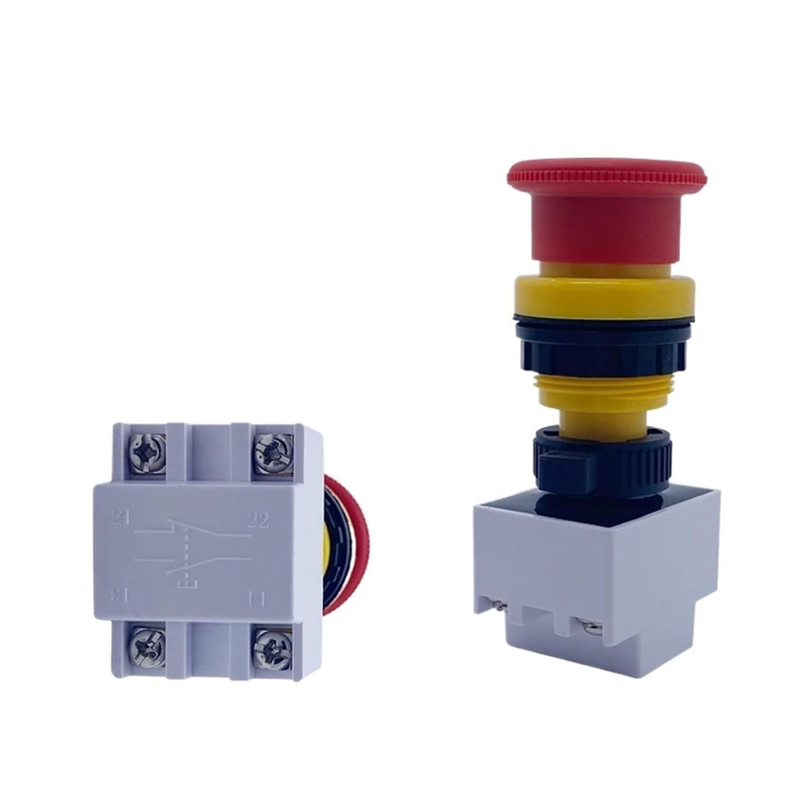 KFGWOPOYVY EX Emergency Stop Switch 30mm Push Button Explosion-proof Control 1NO 1NC Red Mushroom Head Press 10A